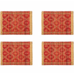 Red Wicker Placemats Handmade in Morocco, Set of Four