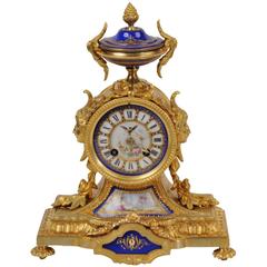 Pendule de boudoir en orfèvrerie et porcelaine de Sèvres de Japy Frères:: vers 1870:: entièrement fonctionnelle