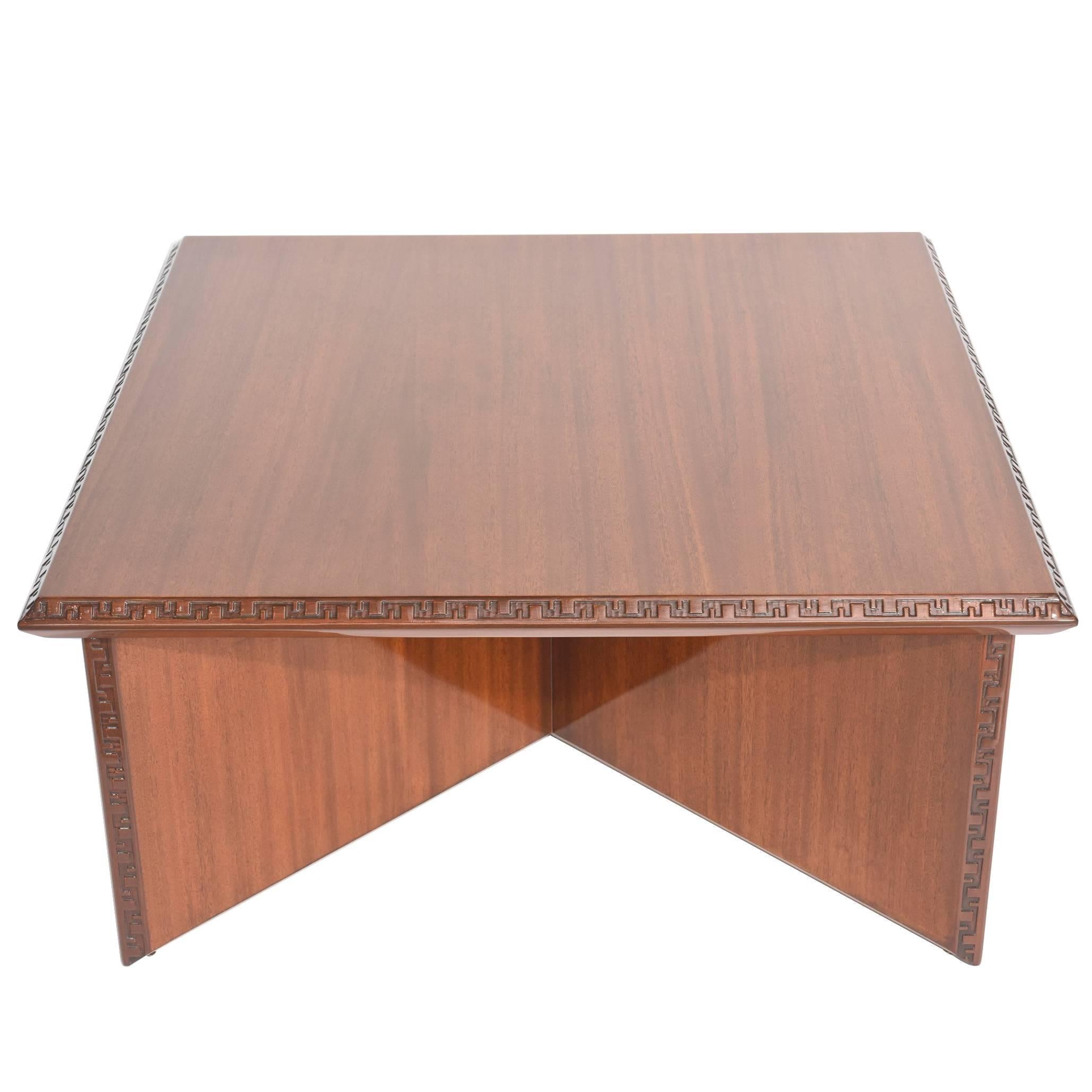 American Modern Mahogany "Taliesin" Low Table, Frank Lloyd Wright