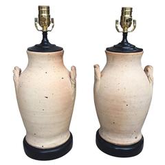 Vintage Early 20th Century Bisque American Pottery Urns as Lamps