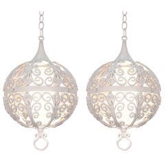 Vintage White Round Ornate Chandelier Pendant