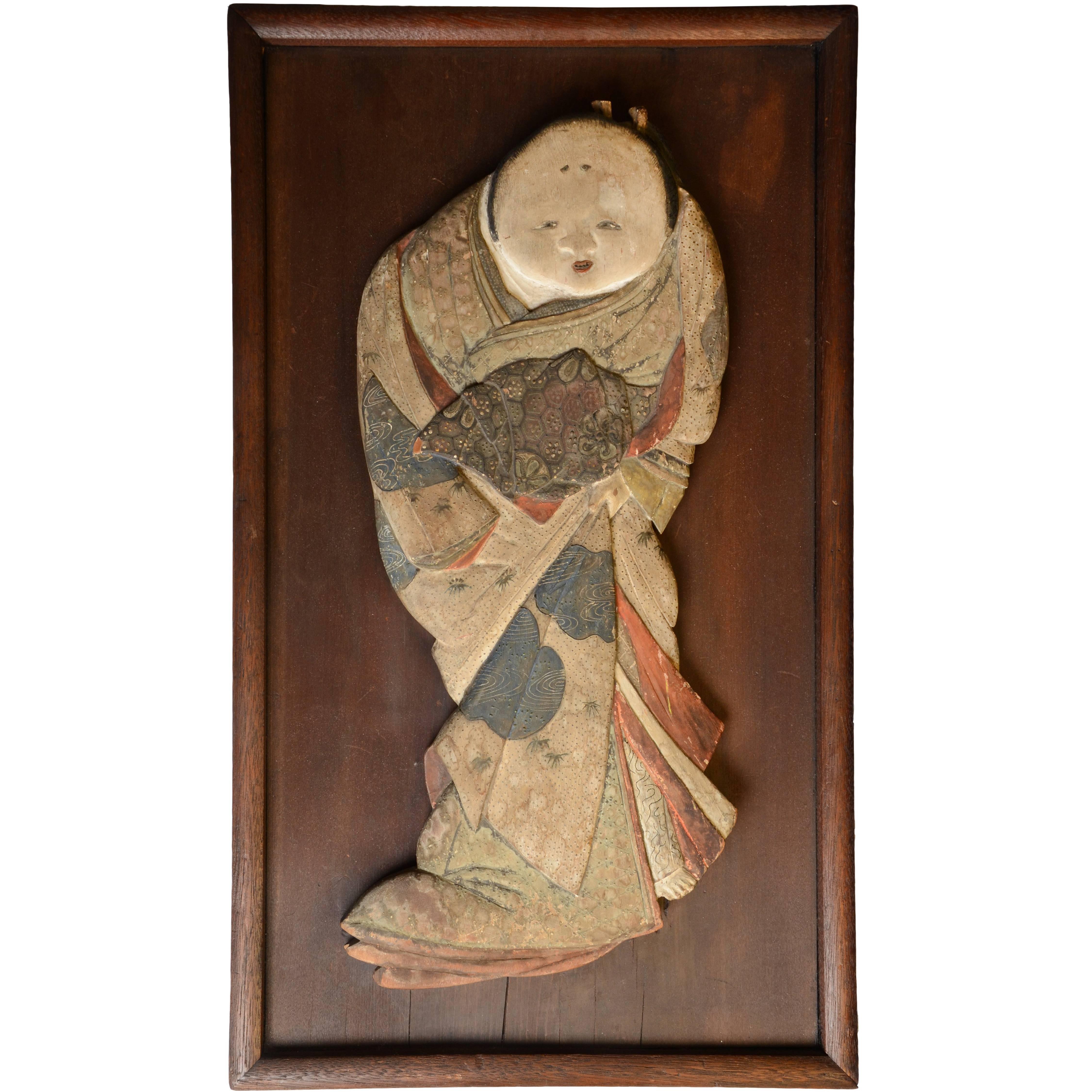 Japanese Erotic Otofuku Folk Art Carving, Late Meiji Period, circa 1900 For Sale