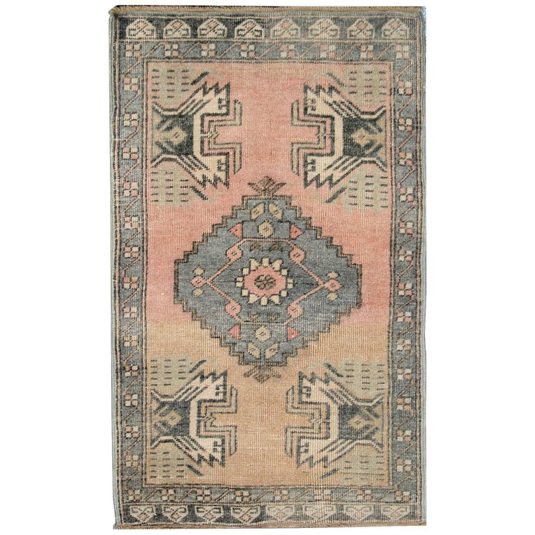 Pink Anatolian Vintage Rugs Small Turkish Rugs Floor Mats And