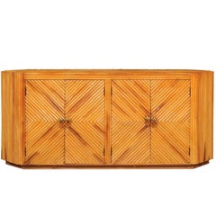 Fabulous Restored Vintage Bamboo Cabinet with Tulip Style Hardware