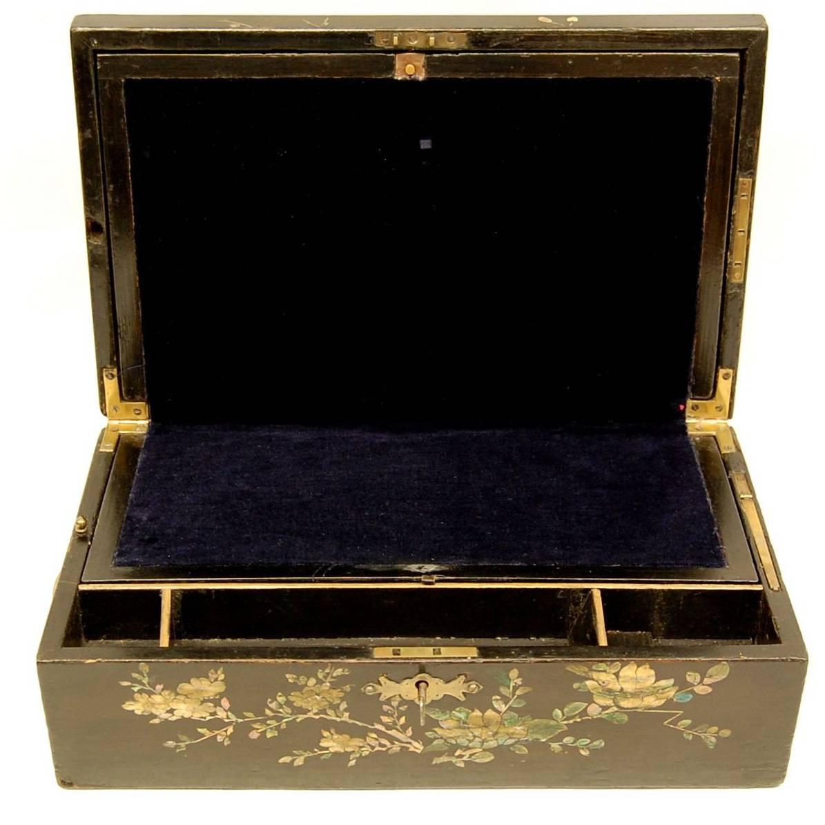 19th Century Chinoiserie Decorated Inlaid Writing Box