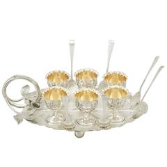 Antique Chinese Export Silver Stand and Egg Cruet Set for Six Persons 8