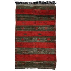 Vintage Berber Moroccan Rug with Tribal Motifs and Stripes