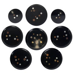 Retro Group of Coin Inlaid Trays by Couroc Great Wall Sculpture