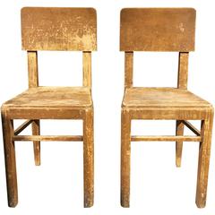 Pair of Primitive Wooden Chairs from Belgium 5
