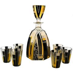 1930s Art Deco Glass Decanter Set by Karl Palda