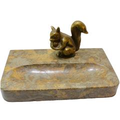 Vide Poch Marble Base with Bronze Squirrel, 1930