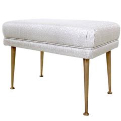 Graceful Brass and Fabric Pouf, Italy, 1950s 5