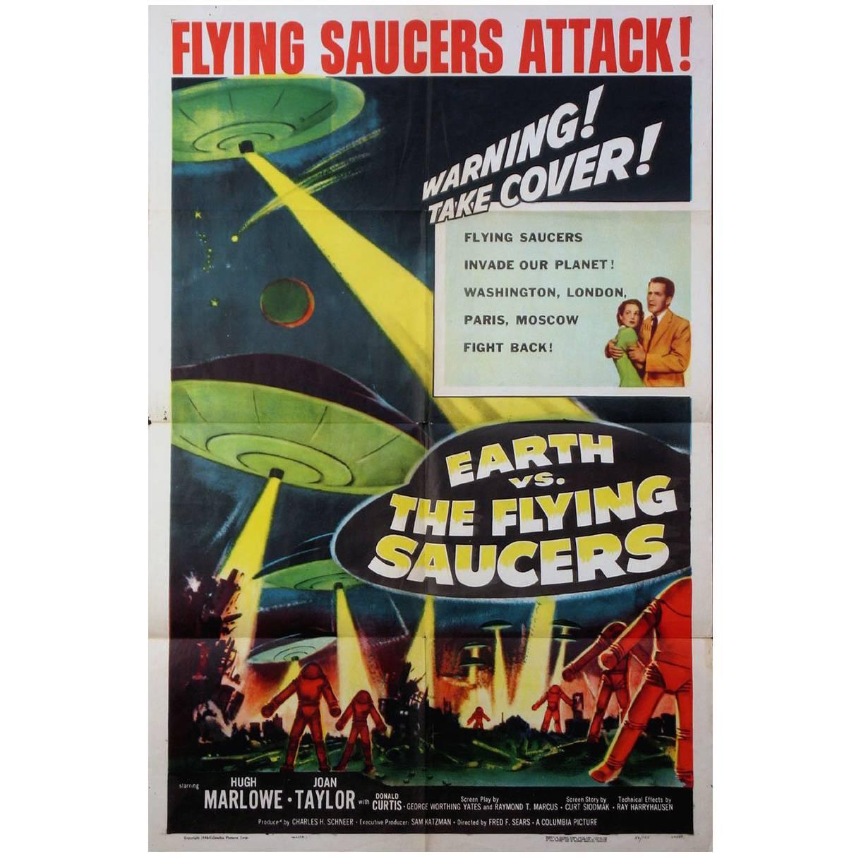 "Earth Vs. The Flying Saucers" Film Poster, 1956 For Sale