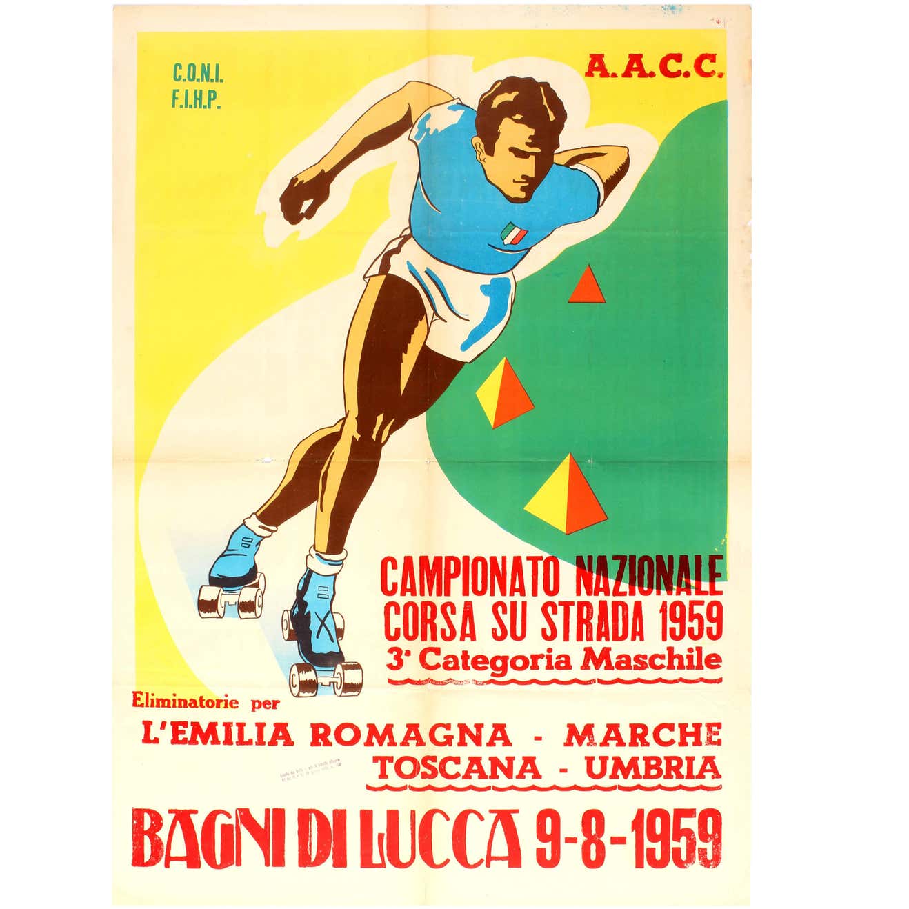 Roll Racing Poster Original Sport Poster for The National Championship Road Roller Skating ...