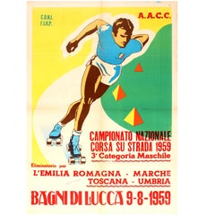 Vintage Original Sport Poster for The National Championship Road Roller Skating Races