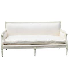 Jansen Style Louis XVI Style Six Legged Cream Painted Sofa