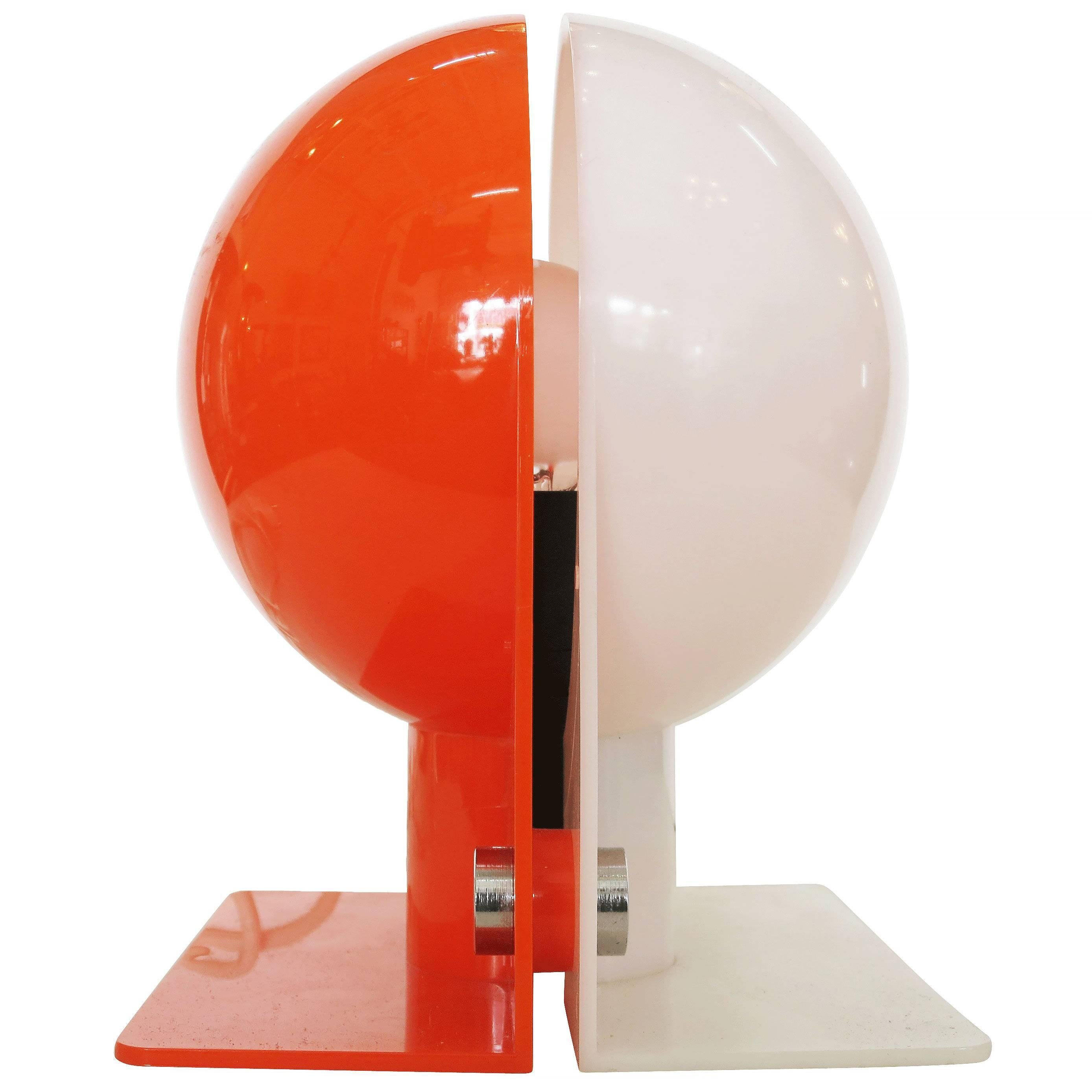 Postmodern Italian Pexiglass Orange/White Table Lamp by Brazzoli for Guzzini