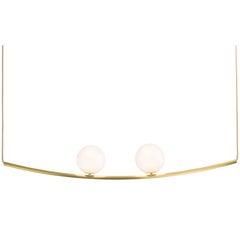 Perle 2 Pendant in Aged Brass with Handblown Glass Ball by Larose Guyon