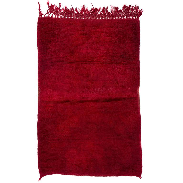 Solid Red Wool Tulu Rug For Sale at 1stdibs