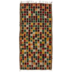 Mid-Century Modern Vintage Berber Moroccan Runner with Checkerboard Design 10