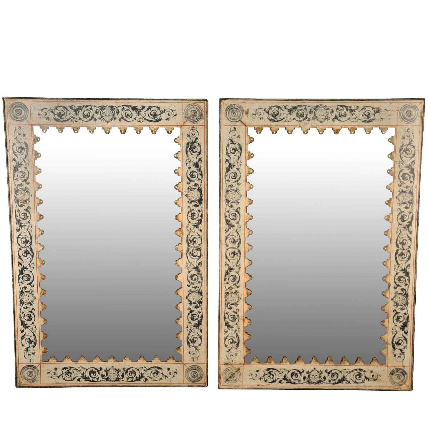 Pair of Spanish Mirrors in Painted Metal