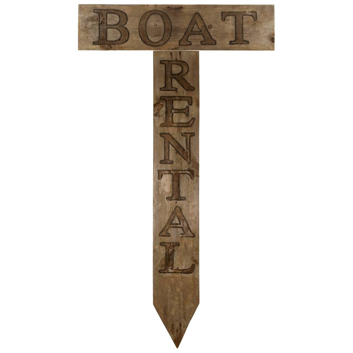 Lake Boat Rental Large Carved Wood Sign For Sale