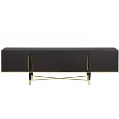 Gallotti and Radice Tama Crédence Cabinet in Black Lacquered Ash and Satin Brass