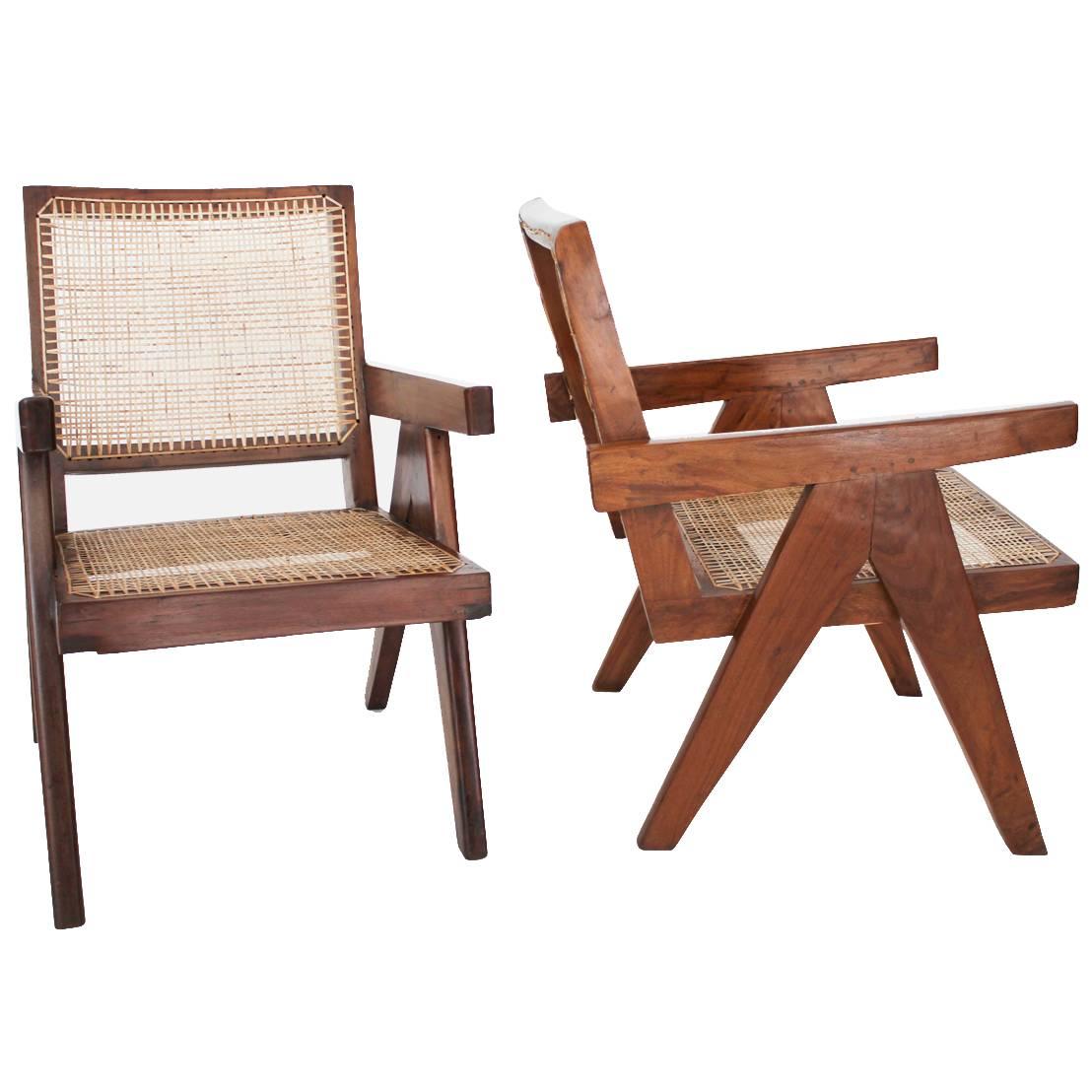 Easy Armchairs by Pierre Jeanneret, Set of Two, circa 1950s
