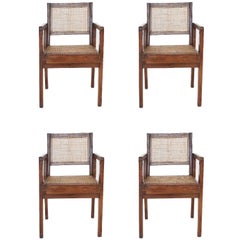 Cane Chairs by Pierre Jeanneret, circa 1950s, Set of Four
