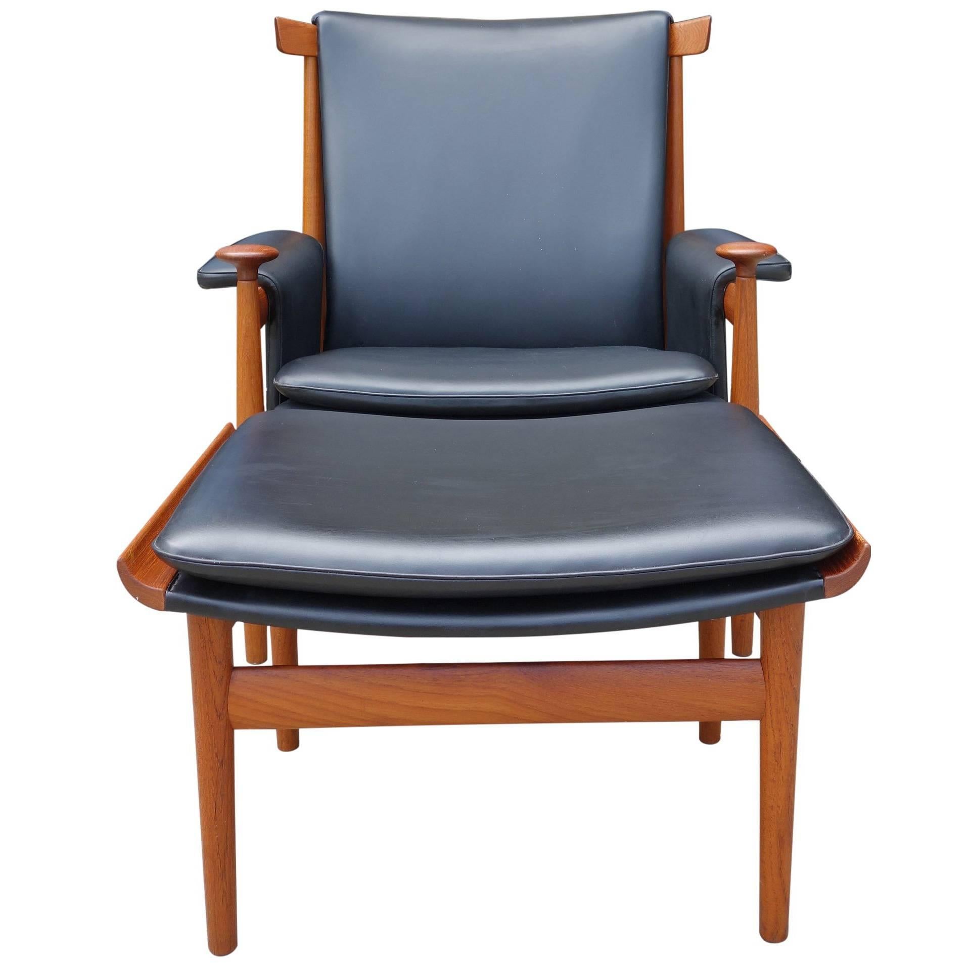 Mid-Century Finn Juhl Bwana Lounge Chair and Ottoman