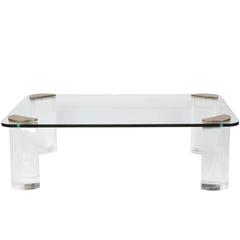 Karl Springer Plexi Glass and Brass Cocktail Table 11