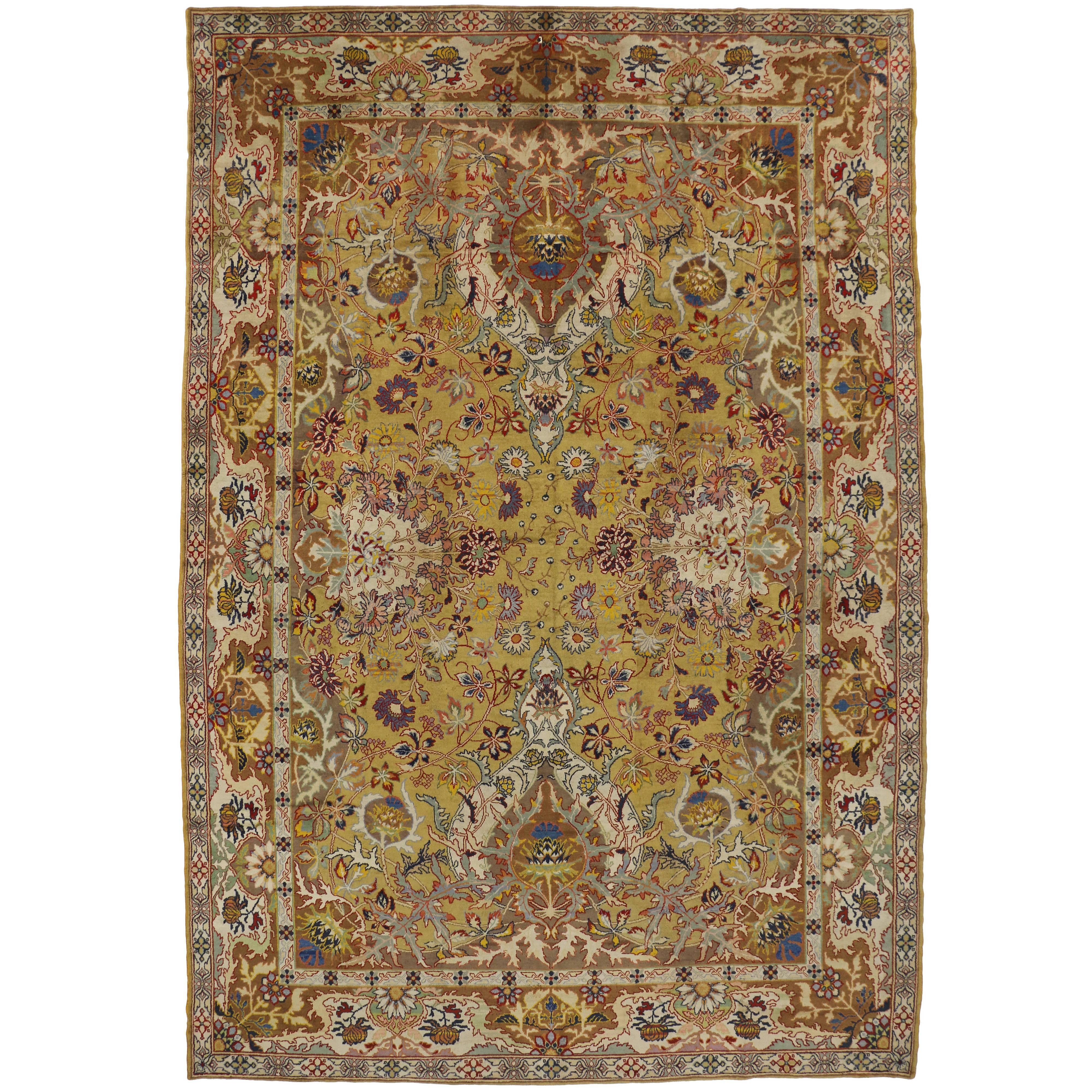 Antique European Rug with Oushak Design and Traditional Modern Style