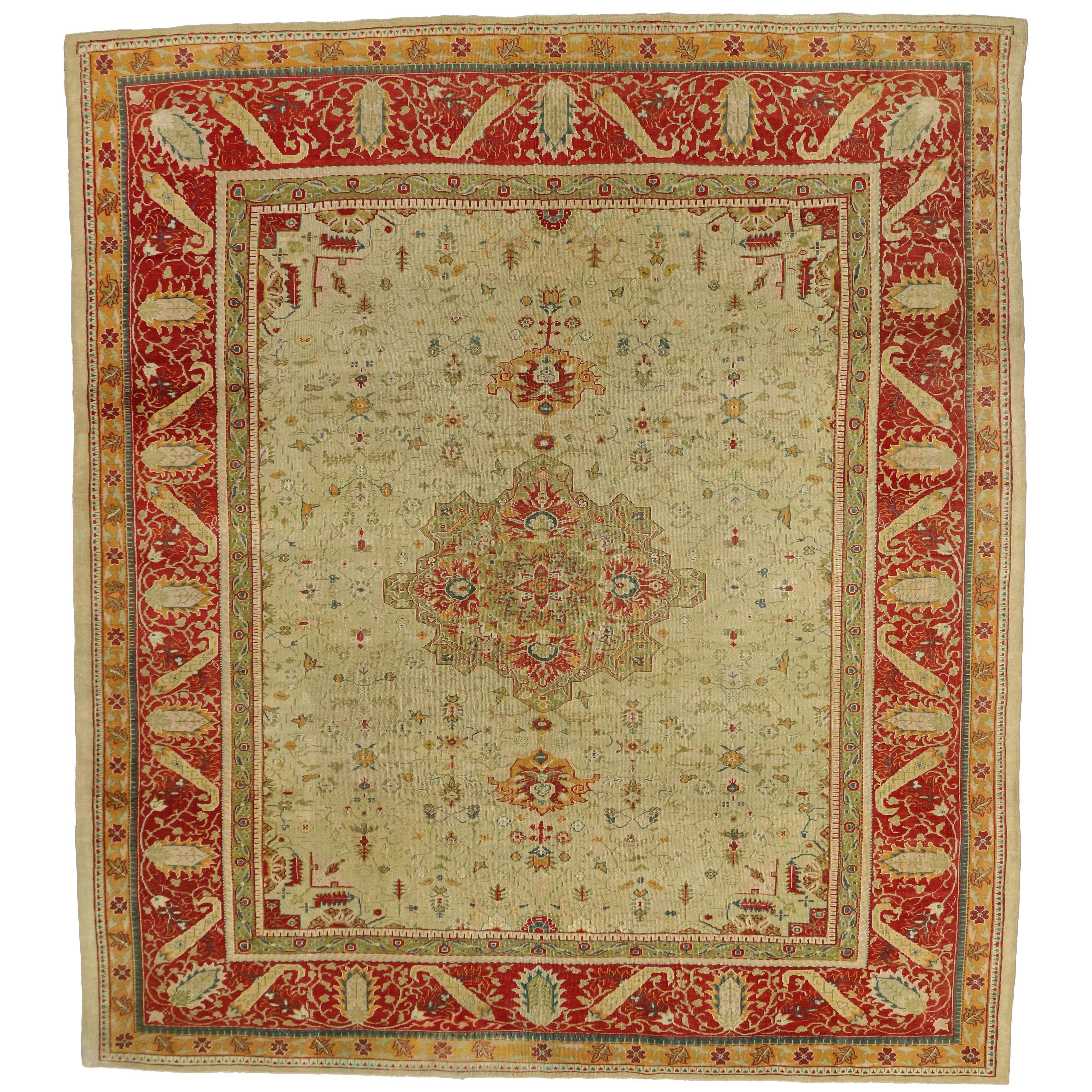 Antique Turkish Oushak with Traditional Modern Style For Sale