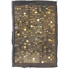 Very Old American Hooked Rug with Modern, Circular Pattern and Charcoal Field 5
