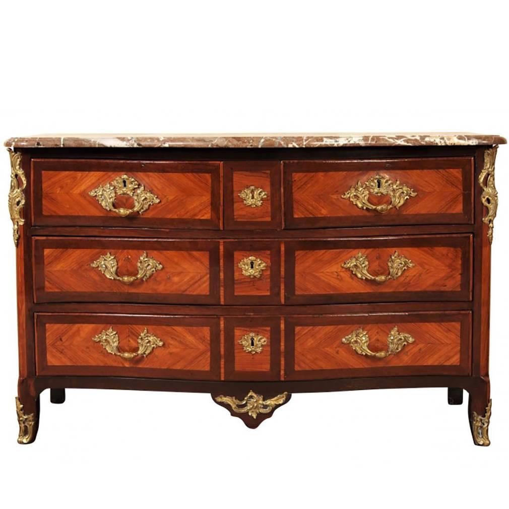 18th Century French Regence Marble-Top Commode For Sale