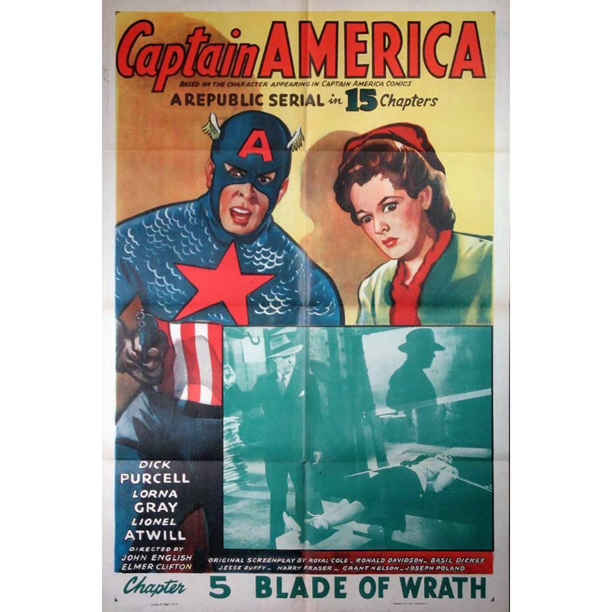 "Captain America" Film Poster, 1944 For Sale
