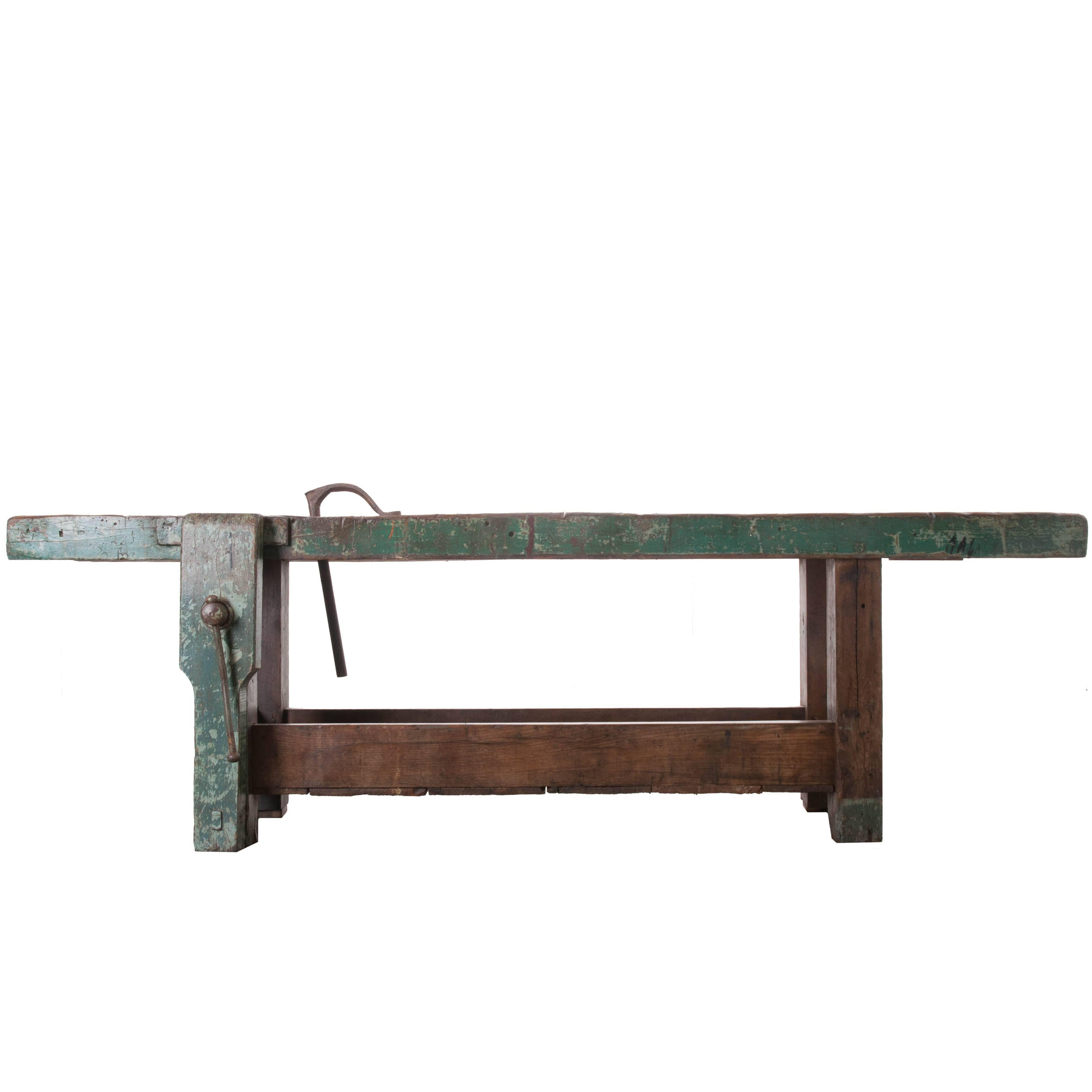 English 19th Century Painted Work Bench