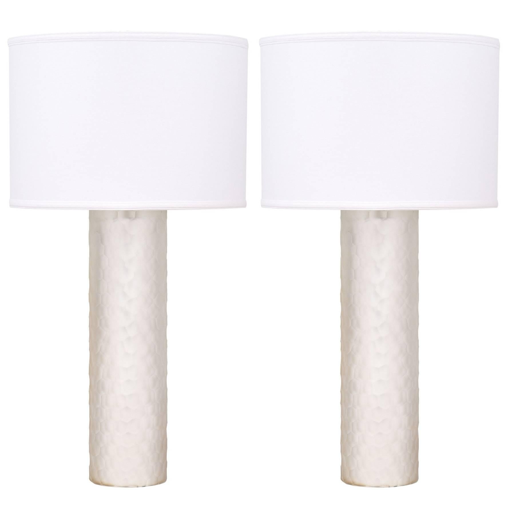 Pair of Mirrored Murano Glass “Battute” Lamps
