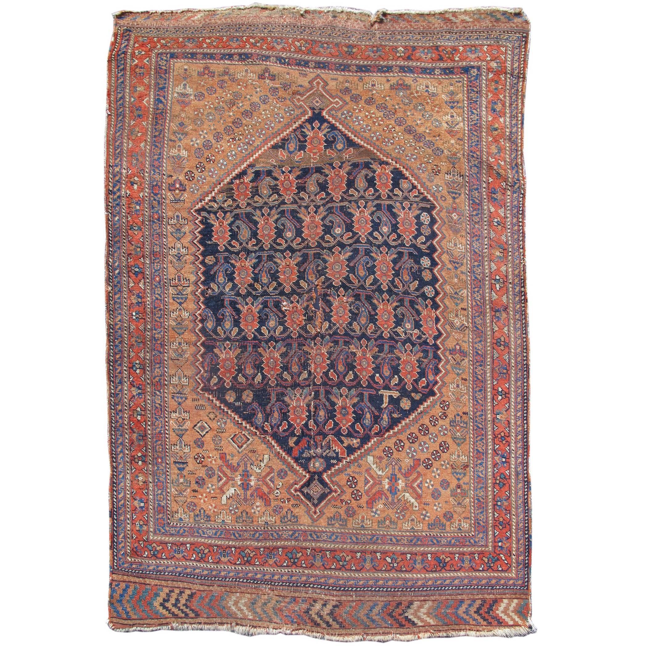 Antique Indian Afshar Rug, Late 19th Century For Sale