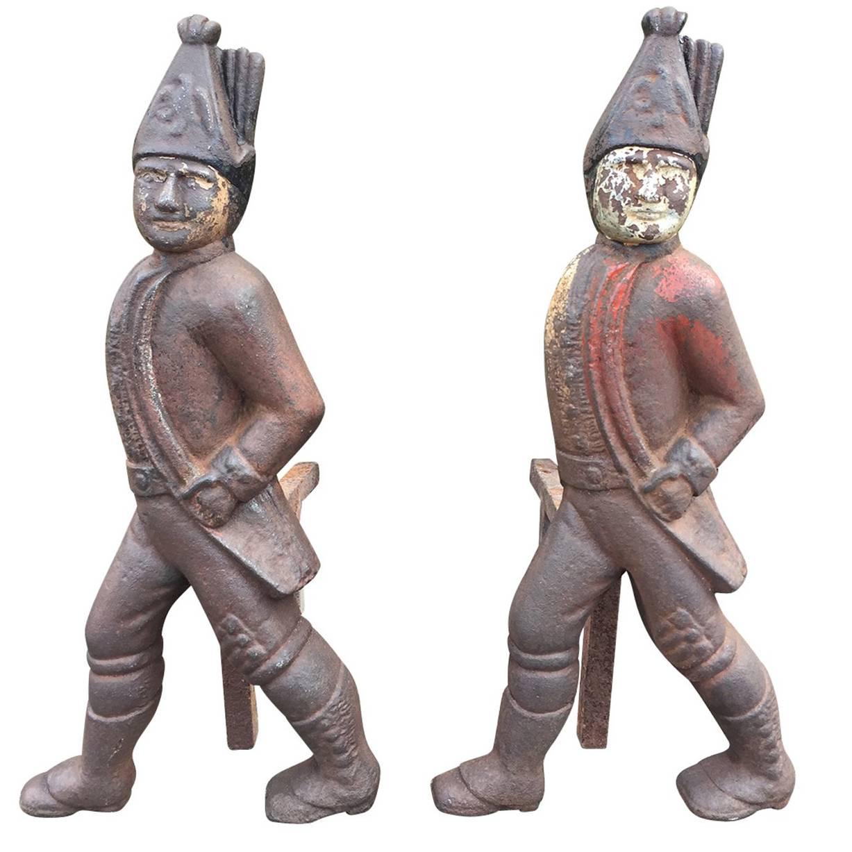 Early 19th Century Hessian Soldiers Andirons