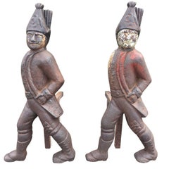 Early 19th Century Hessian Soldiers Andirons