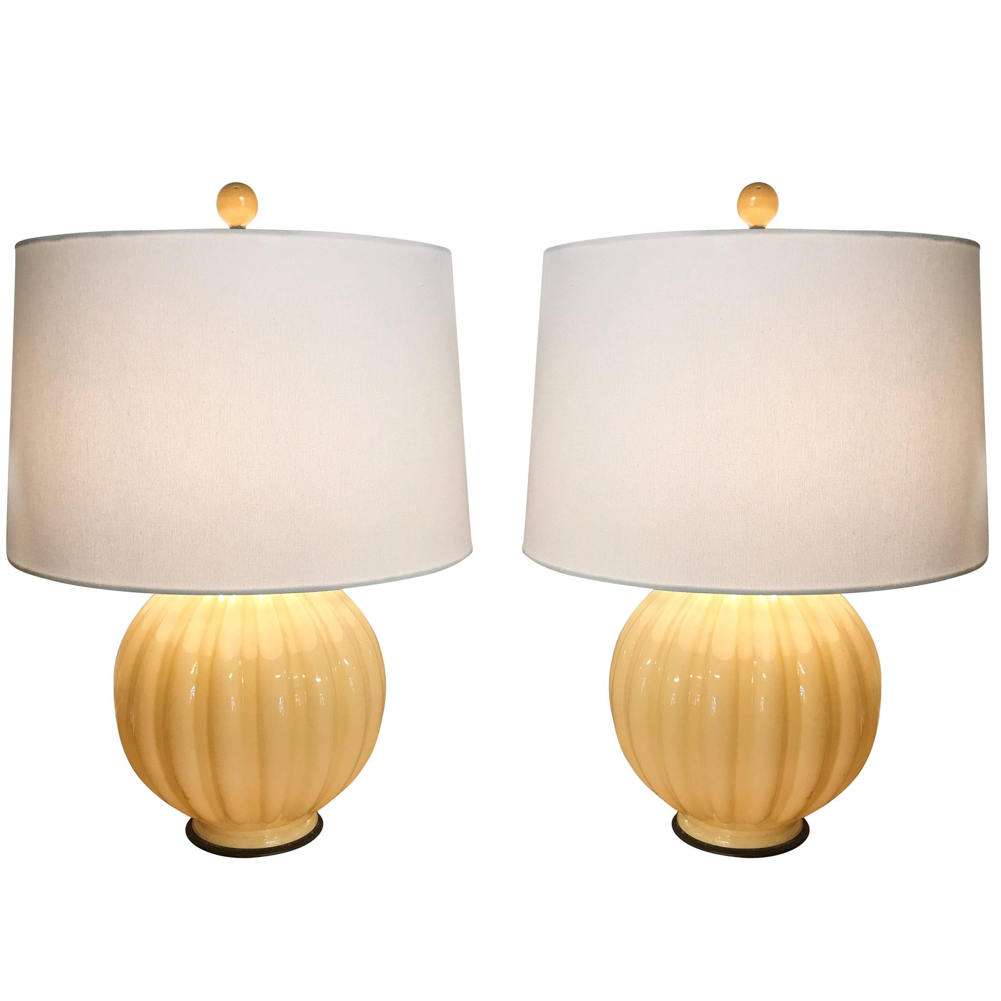 Pair of Italian Mid-Century Glass Lamps