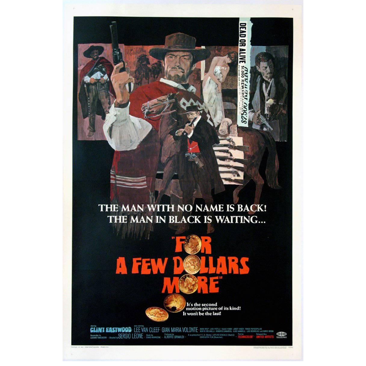 "For a Few Dollars More" Film Poster, 1965 For Sale