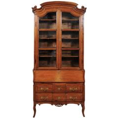 Louis XV Walnut Bureau Bookcase with Arched Cornice, France, circa 1750 7