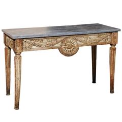 18th Century Roman Neoclassical Painted Console with Grey Marble Top, Italy 1790