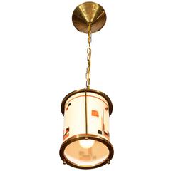 Hanging Lamp with Glass Shade, German, 1920s