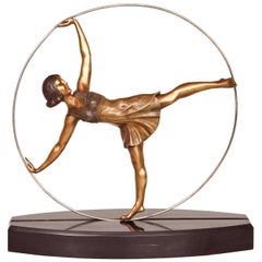 Art Deco Bronze Figure of a Hoop Dancer by Alexandre Kelety