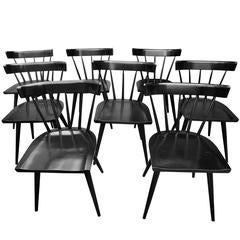 Set of Eight Modern Paul McCobb Planner Group Spindle Back Chairs in Black 7