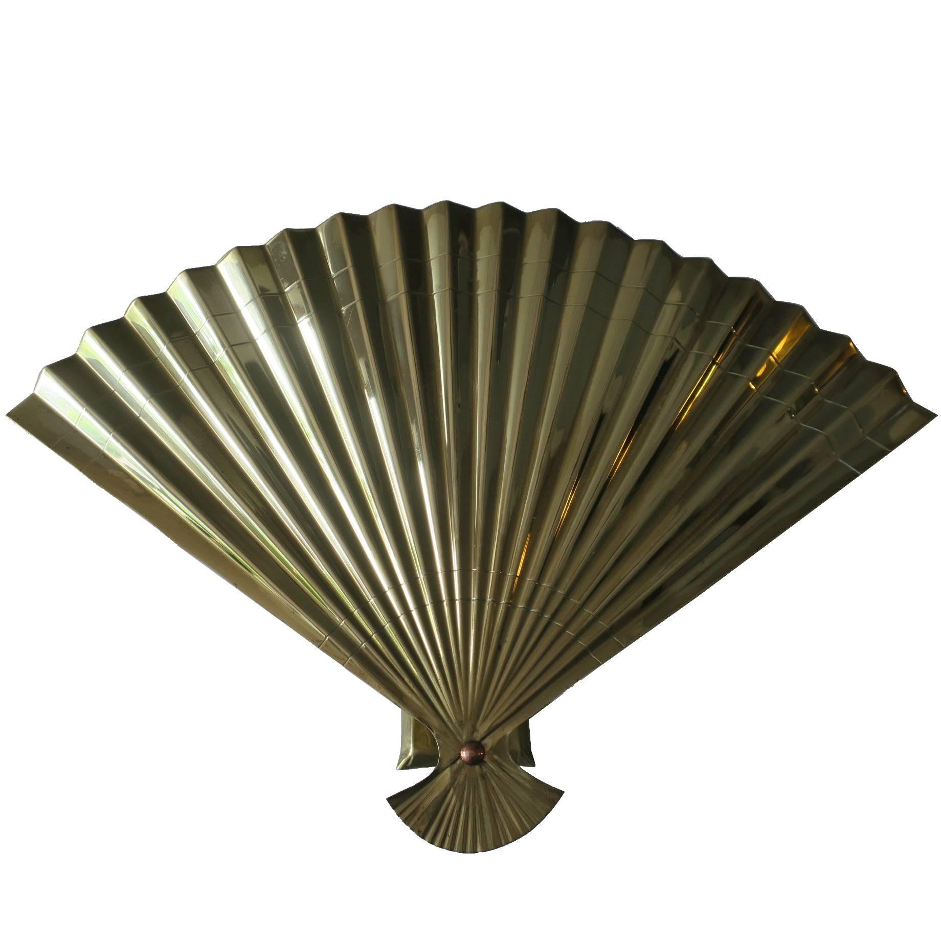 Fine Italian Brass Fan Sconce, Mid-Century For Sale