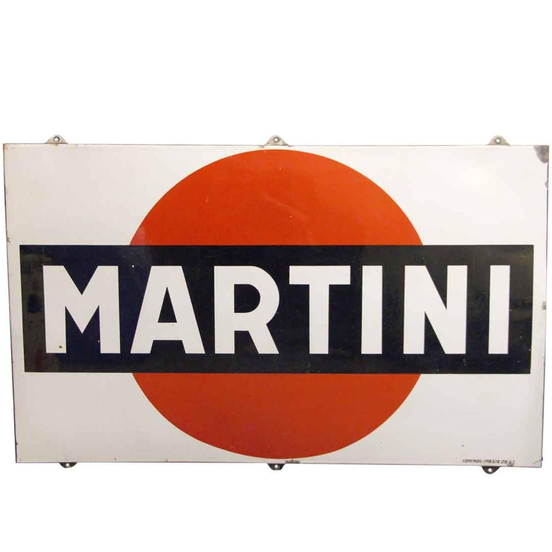 1967 French Steel Martini Sign Done in Porcelain Enamel